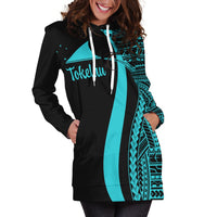 Tokelau Women's Hoodie Dress - Turquoise Polynesian Tentacle Tribal Pattern - Polynesian Pride