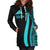 Tokelau Women's Hoodie Dress - Turquoise Polynesian Tentacle Tribal Pattern - Polynesian Pride