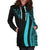 Fiji Women's Hoodie Dress - Turquosie Polynesian Tentacle Tribal Pattern Crest - Polynesian Pride