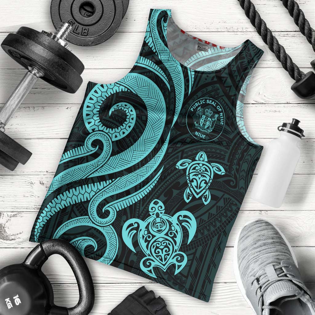 Niue Men's Tank Top - Turquoise Tentacle Turtle Turquoise - Polynesian Pride