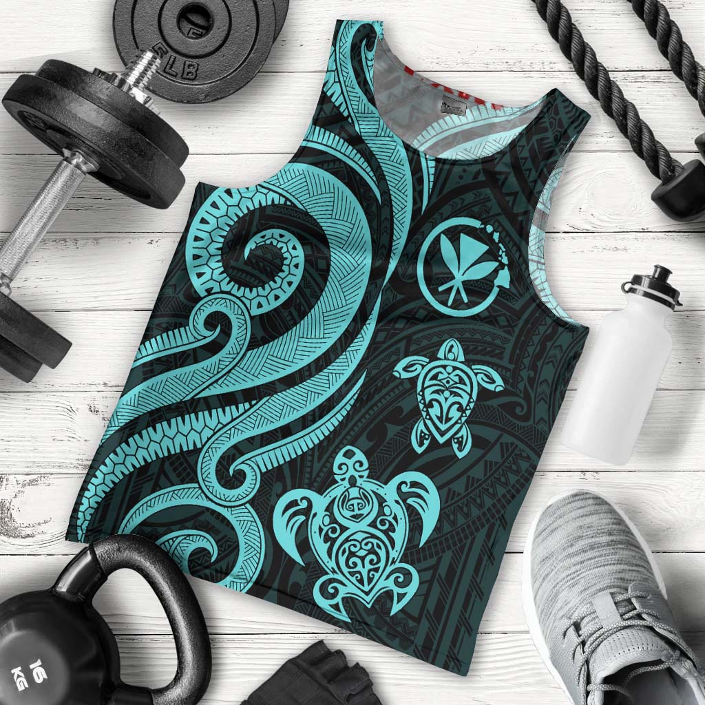 Hawaii Men's Tank Top - Turquoise Tentacle Turtle Turquoise - Polynesian Pride