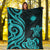 Marshall Islands Premium Blanket - Turquoise Tentacle Turtle Crest - Polynesian Pride