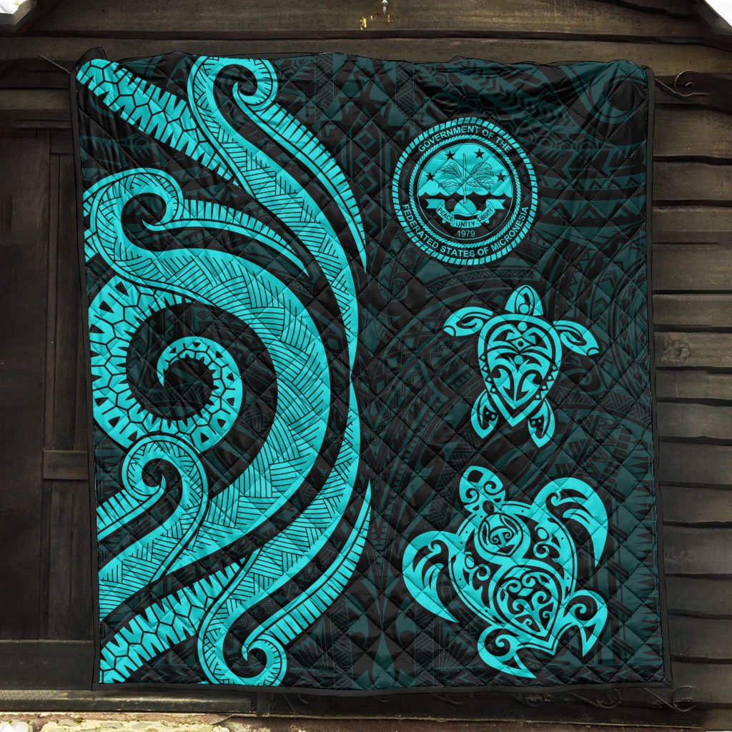 Federated States of Micronesia Premium Quilt - Turquoise Tentacle Turtle - Polynesian Pride