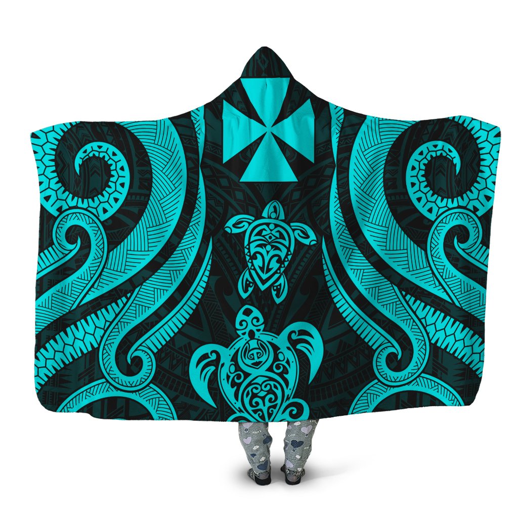 Wallis and Futuna Hooded Blanket - Turquoise Tentacle Turtle Hooded Blanket Turquoise - Polynesian Pride