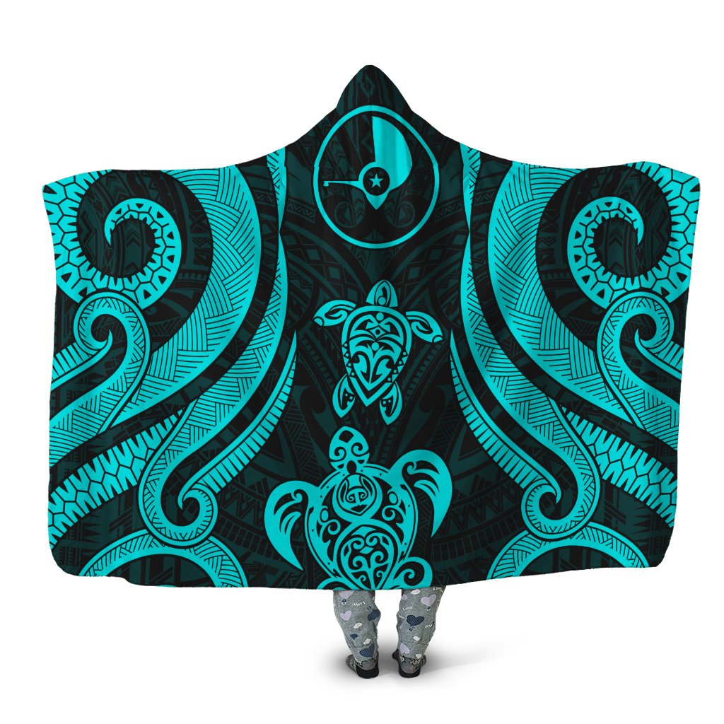 Yap Hooded Blanket - Turquoise Tentacle Turtle Hooded Blanket Turquoise - Polynesian Pride