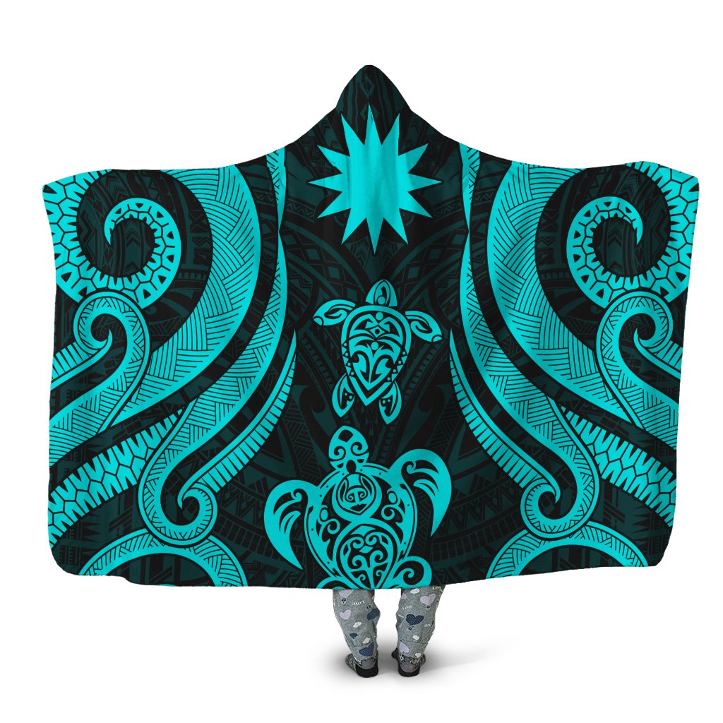 Nauru Hooded Blanket - Turquoise Tentacle Turtle Hooded Blanket Turquoise - Polynesian Pride