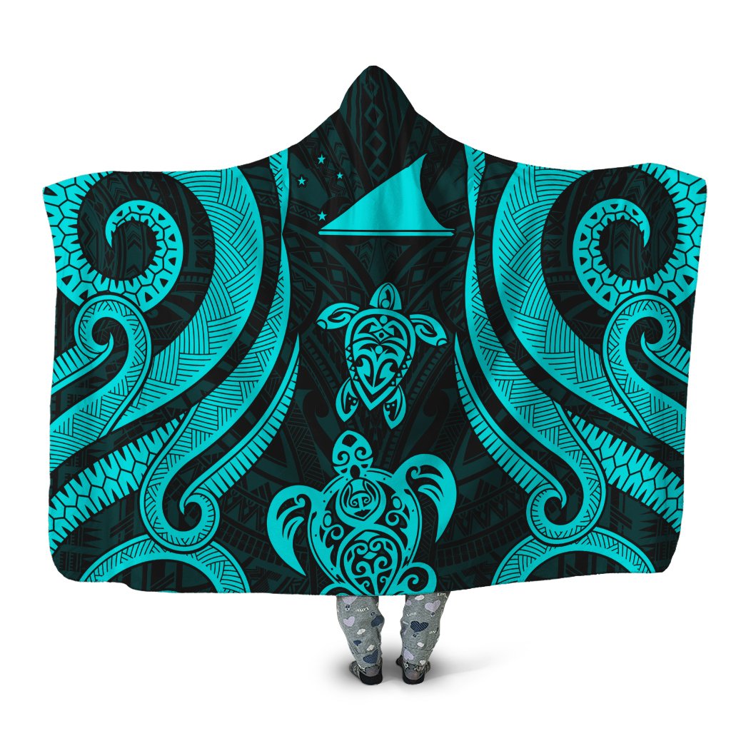 Tokelau Hooded Blanket - Turquoise Tentacle Turtle Hooded Blanket Turquoise - Polynesian Pride