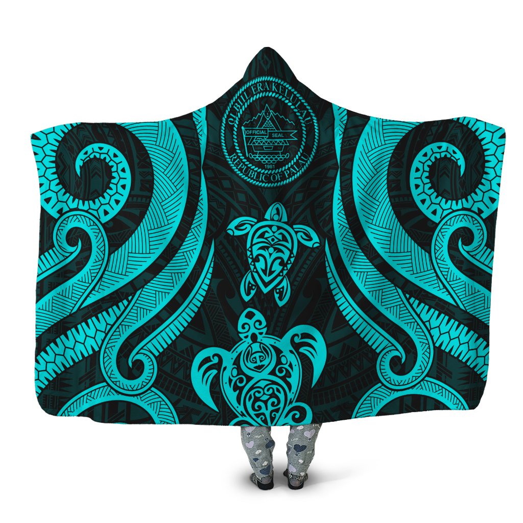 Palau Hooded Blanket - Turquoise Tentacle Turtle Hooded Blanket Turquoise - Polynesian Pride