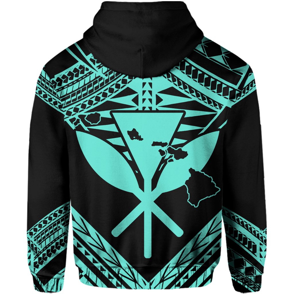 Hawaii Shark Polynesian Kanaka Turquoise Hoodie Candy Style - Polynesian Pride