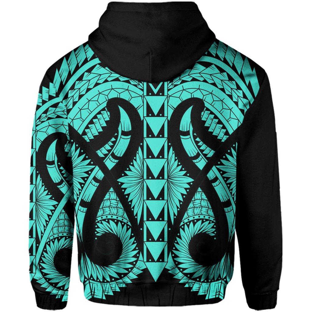 Hawaii Polynesian Zip Hoodie In My Heart Ryan Style Turquoise - Polynesian Pride