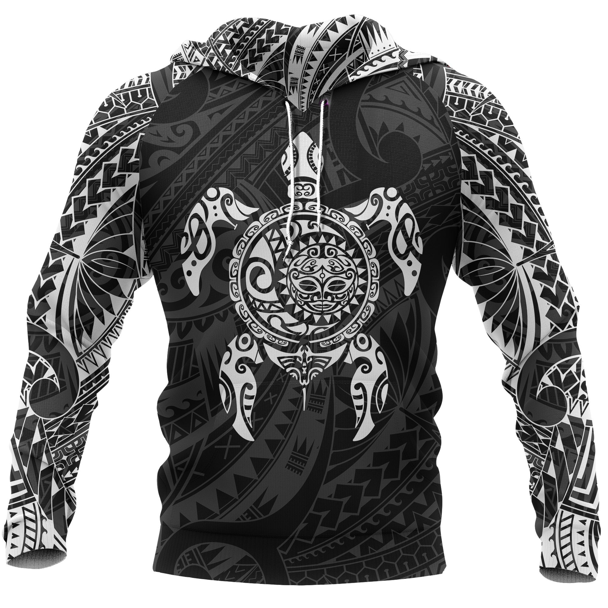 New Zealand Hoodie, Maori Turtle Tattoo Pullover Hoodie Unisex White - Polynesian Pride