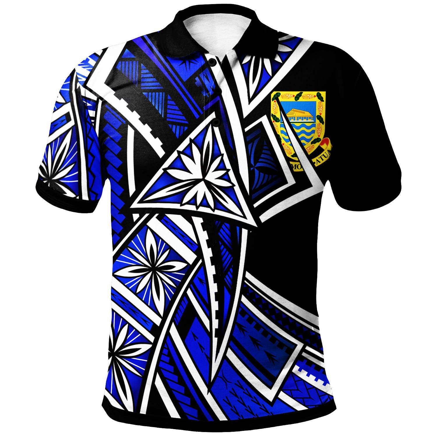 Tuvalu Polo Shirt Tribal Flower Special Pattern Blue Color Unisex Blue - Polynesian Pride