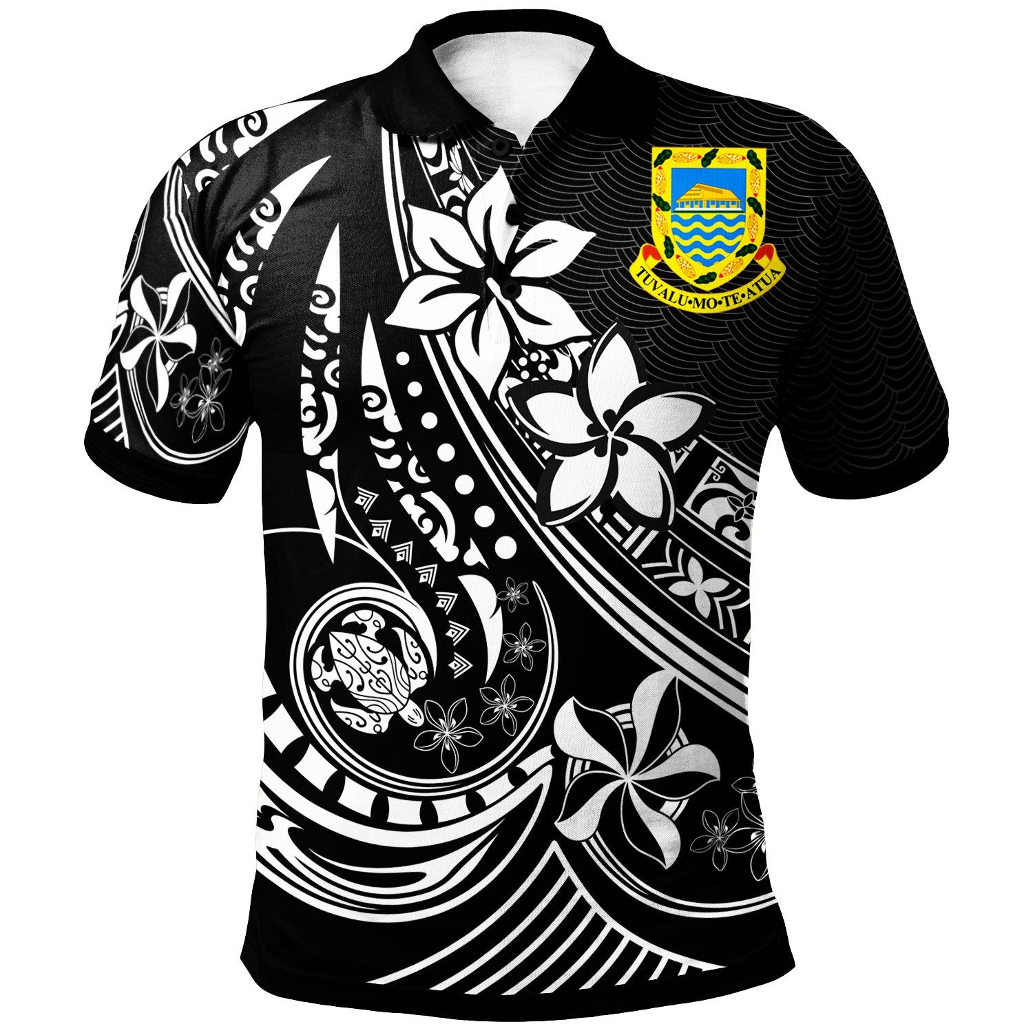 Tuvalu Polo Shirt The Flow Of The Ocean Unisex Black - Polynesian Pride