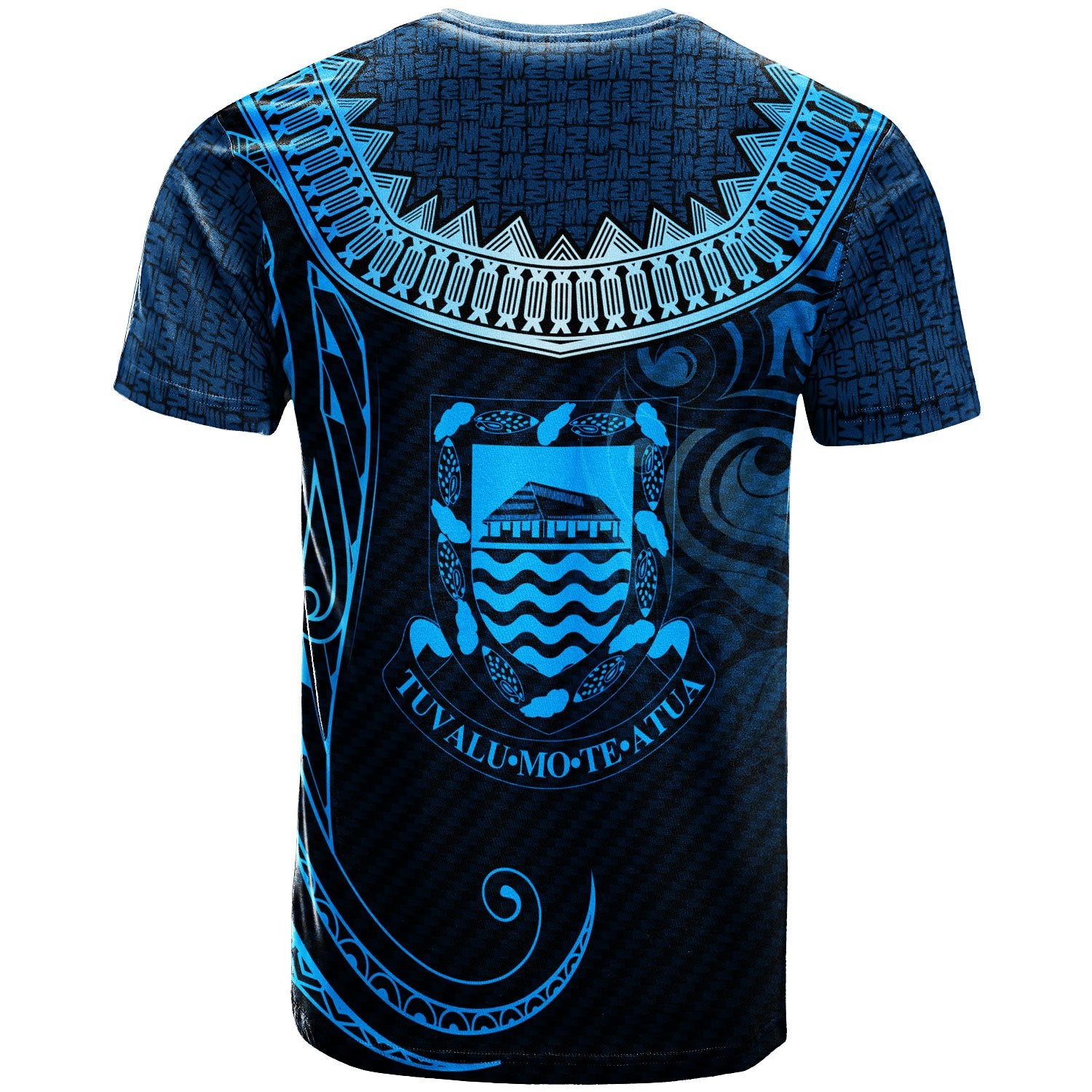 Tuvalu Custom T Shirt Serrated Pattern Blue Color Unisex Blue - Polynesian Pride