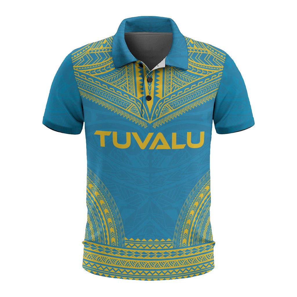 Tuvalu Polo Shirt Tuvalu Coat Of Arms Polynesian Chief Tattoo Flag Version Unisex White - Polynesian Pride