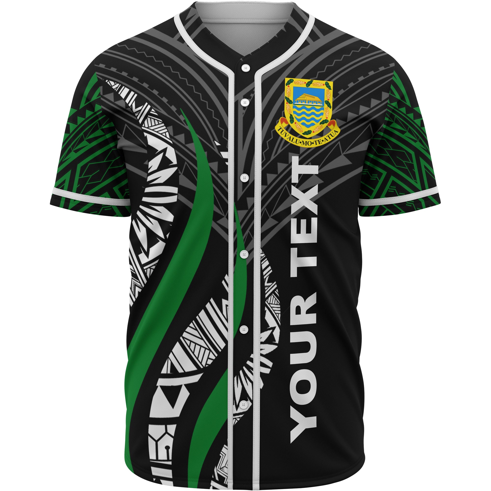 Tuvalu Polynesian Custom Personalised Baseball Shirt - Tuvalu Strong Fire Pattern Unisex Black - Polynesian Pride