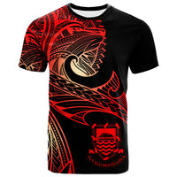 Tuvalu T Shirt Leader Wolf Is You Red Gradient Color Unisex Black - Polynesian Pride