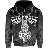 New Zealand Hoodie, Poutama Maori Twist Pullover Hoodie Black - Polynesian Pride