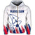 Custom Hawaiian Map Kanaka Flag Brush Hoodie Zip White Throne Style - Polynesian Pride