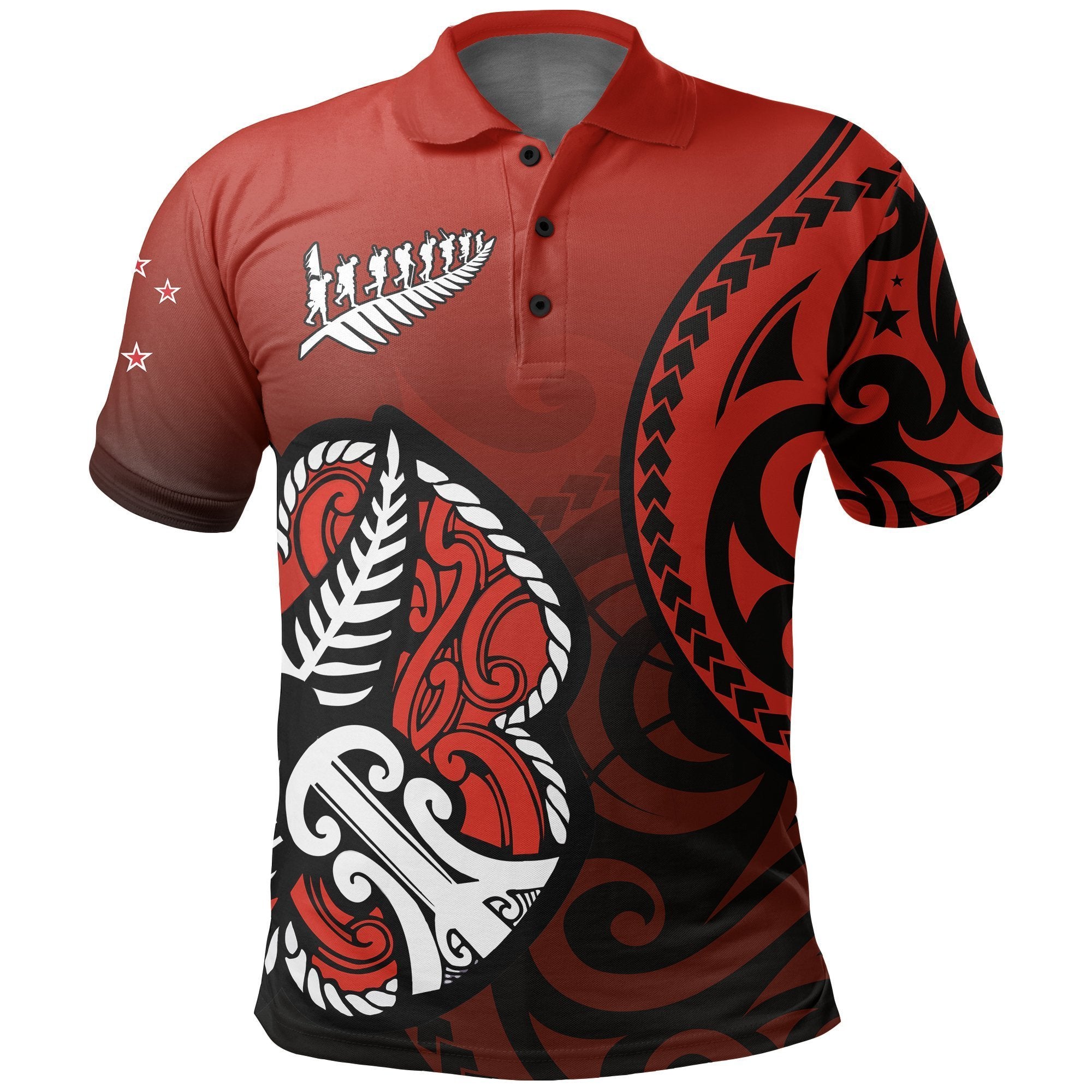 Lest We Forget Maori Poppy Pullover Polo Shirt Unisex Black - Polynesian Pride