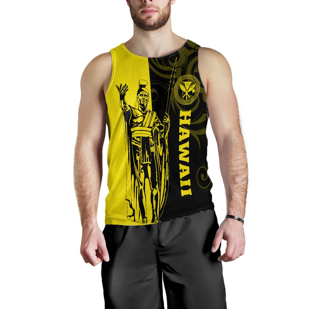 Hawaii King Polynesian Men's Tank Top - Lawla Style Yellow - AH - Polynesian Pride
