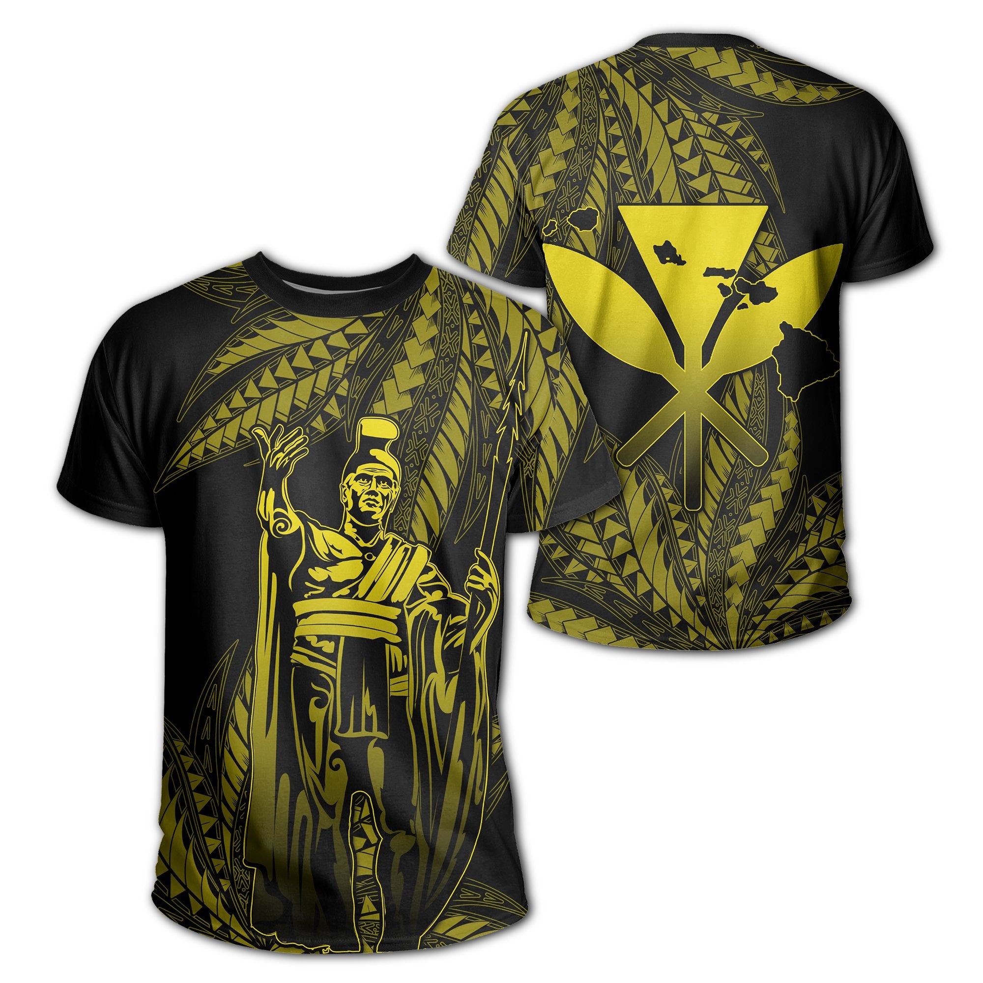 Hawaii King Polynesian T Shirt Durk Style Yellow Unisex Yellow - Polynesian Pride