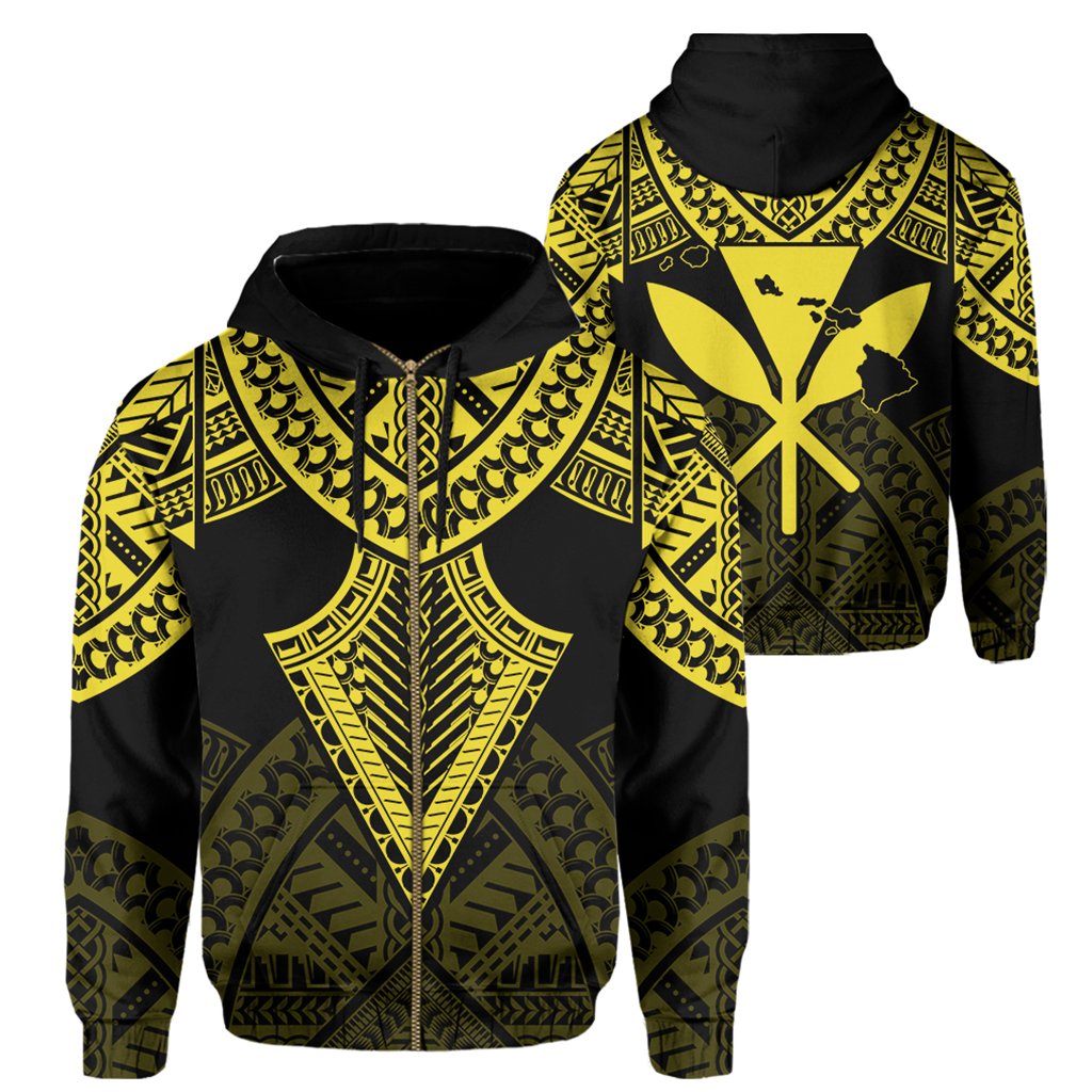 Hawaii Polynesian Hoodie Limited (Zip up) Tab Style Yellow Unisex Art - Polynesian Pride