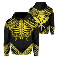 Hawaii Shark Polynesian Kanaka Yellow Hoodie (Zip up) Candy Style Unisex Black - Polynesian Pride