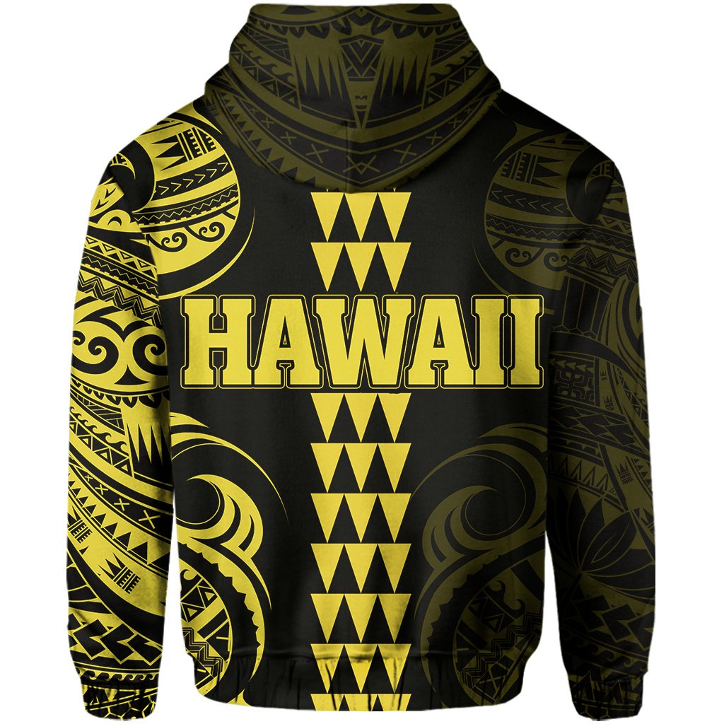 Kanaka Map Polynesian Kakau Hoodie (Zip up) Yellow - Polynesian Pride