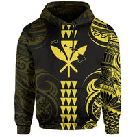 Kanaka Map Polynesian Kakau Hoodie Yellow - Polynesian Pride