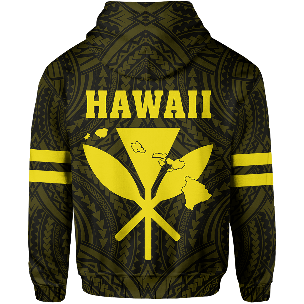 Polynesian King Kanaka Map Seal of Hawaii Hoodie Yellow - Polynesian Pride