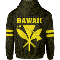 Polynesian King Kanaka Map Seal of Hawaii Zip Hoodie Yellow - Polynesian Pride