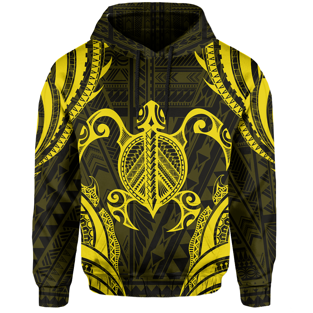 Polynesian Turtle Kanaka Maoli Hawaii Hoodie Yellow - Polynesian Pride