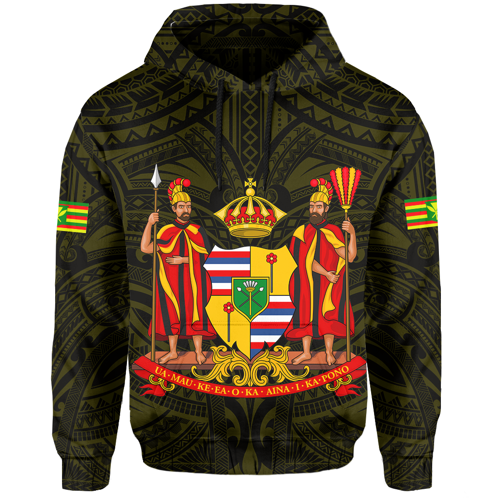 Polynesian Kanaka Maoli Royal Coat of Arms Hawaii Hoodie Yellow - Polynesian Pride