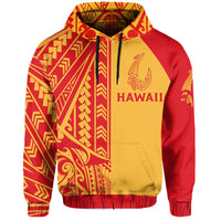 Polynesian Kakau Fish Hook Map of Hawaii Hoodie KT Style - Polynesian Pride