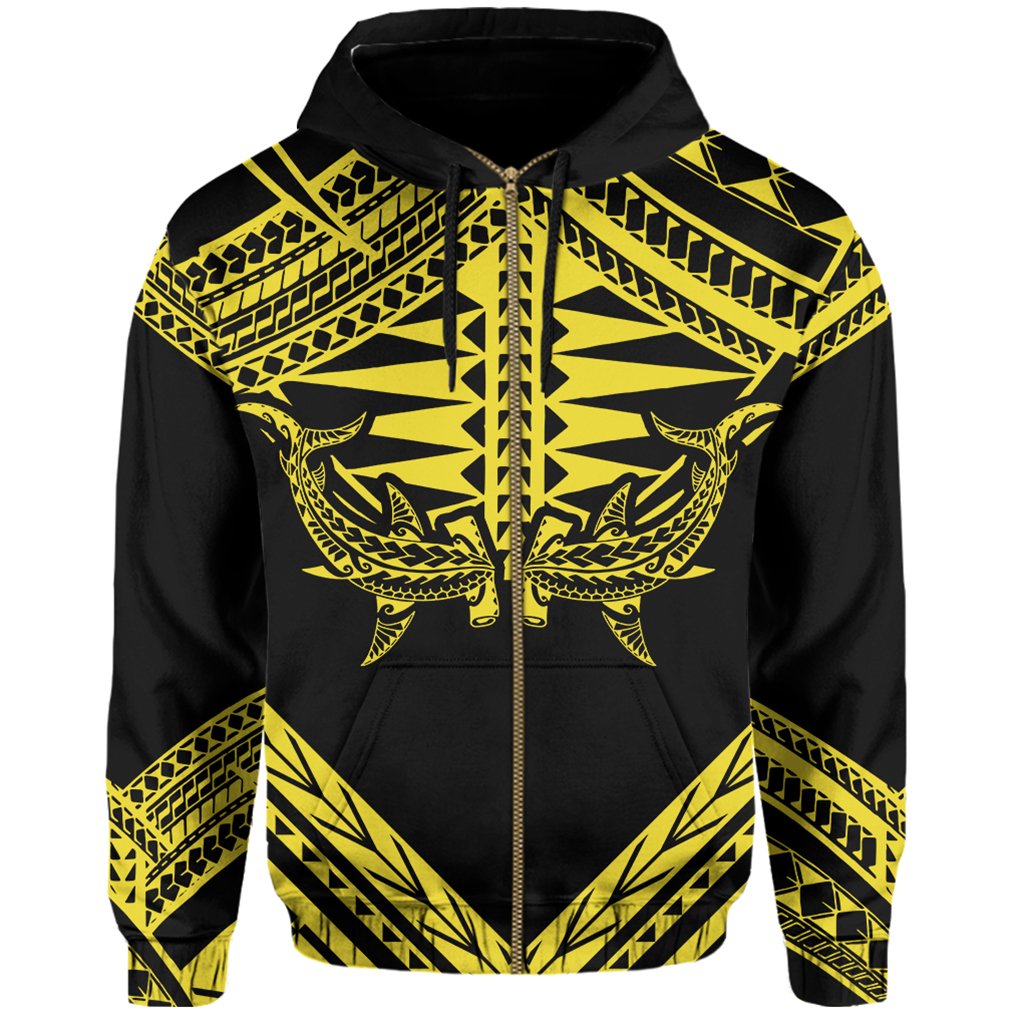Hawaii Shark Polynesian Kanaka Yellow Hoodie (Zip up) Candy Style - Polynesian Pride