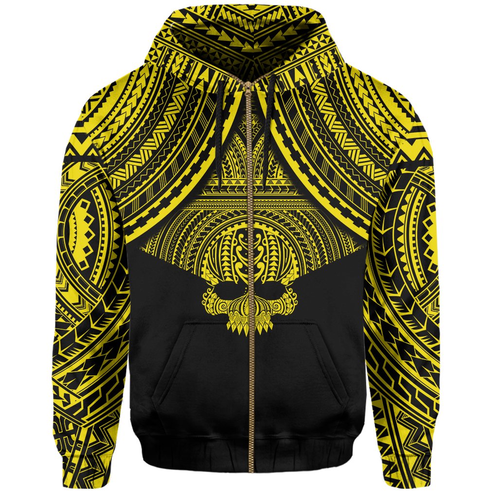 Polynesian Skull Hawaii Zip Hoodie Yellow Circle Style - Polynesian Pride