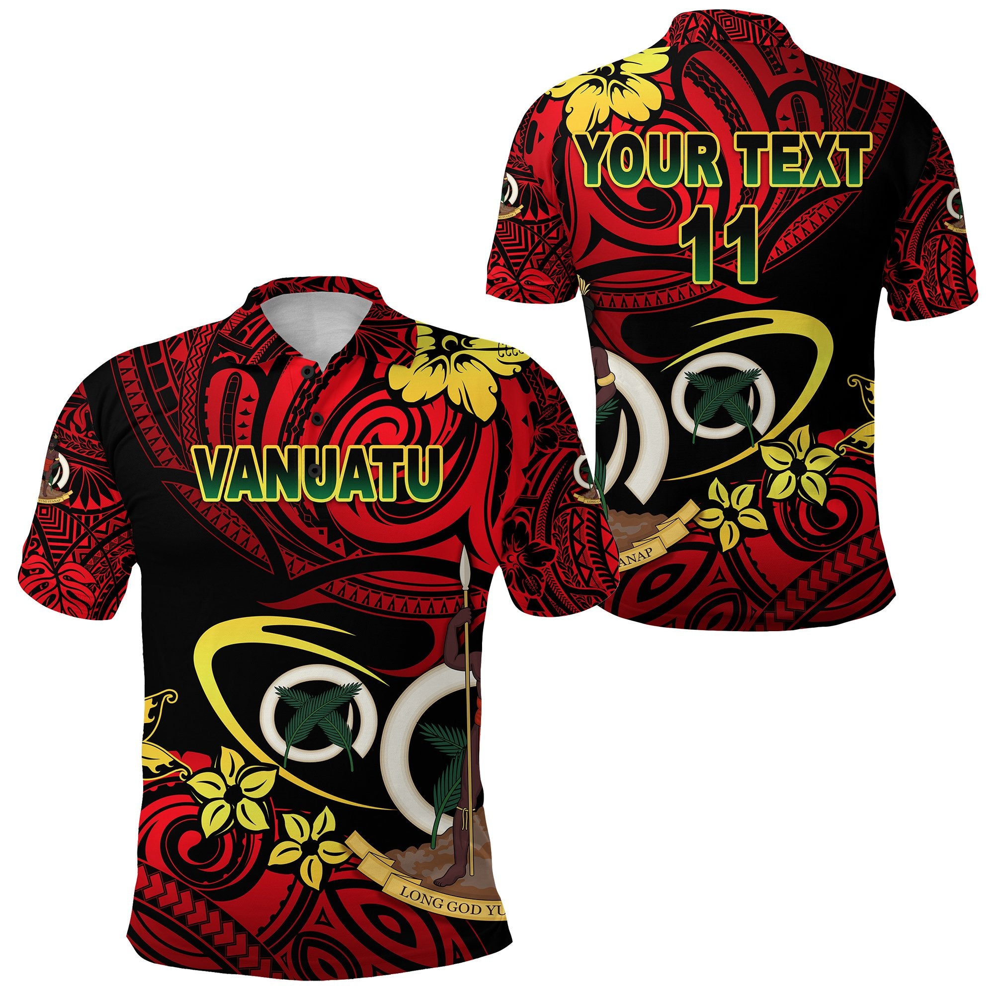 Custom Vanuatu Rugby Polo Shirt Fashion Style, Custom Text and Number Unisex Red - Polynesian Pride