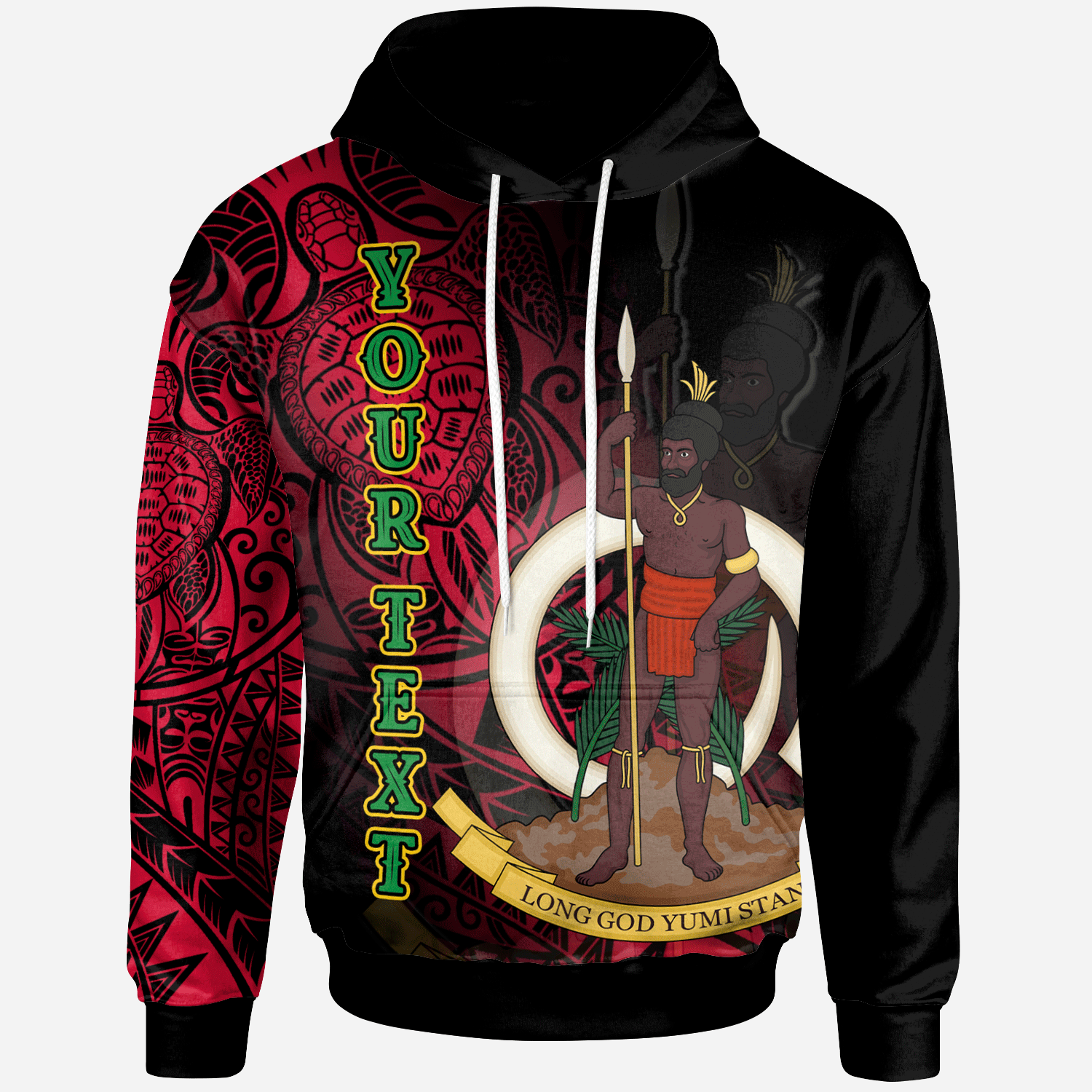 Vanuatu Hoodie Custom Turtle Polynesian Style Unisex Black - Polynesian Pride