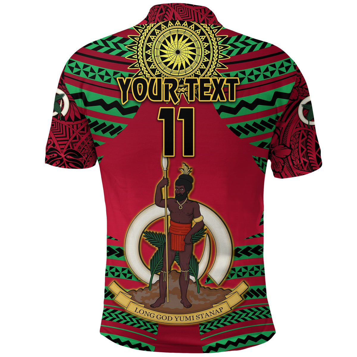 Custom Vanuatu Rugby Polo Shirt Original Style, Custom Text and Number - Polynesian Pride