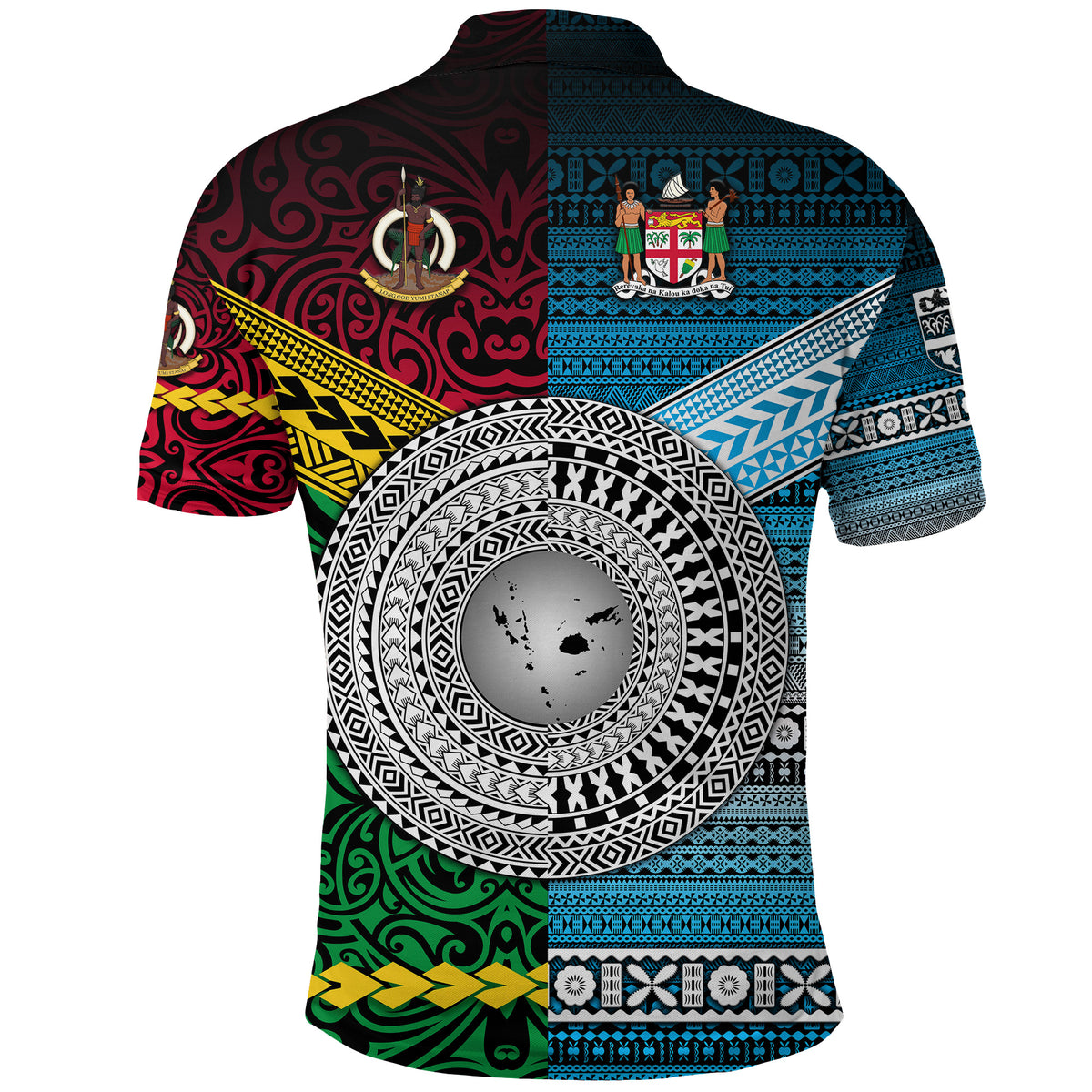 Vanuatu Fiji Polo Shirt Together Blue LT8 - Polynesian Pride