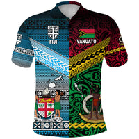 Vanuatu Fiji Polo Shirt Together Blue LT8 - Polynesian Pride