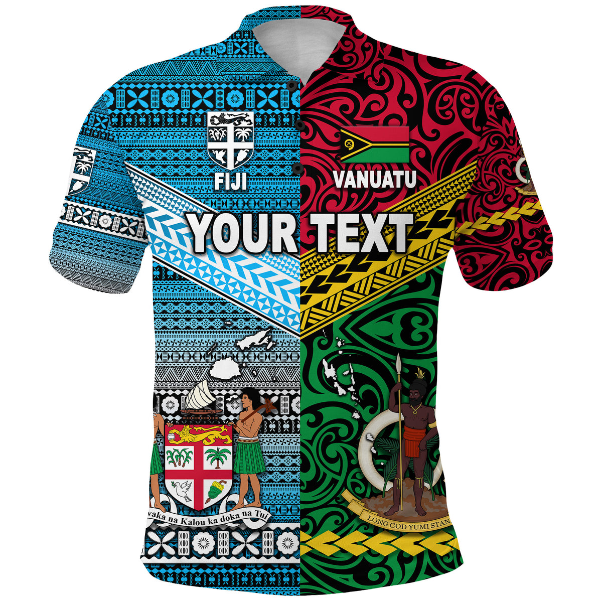 Custom Vanuatu Fiji Polo Shirt Together Bright Color LT8 - Polynesian Pride