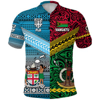 Custom Vanuatu Fiji Polo Shirt Together Bright Color, Custom Text and Number LT8 - Polynesian Pride