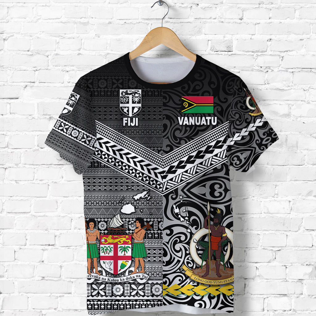 Vanuatu Fiji T Shirt Together Black LT8 - Polynesian Pride