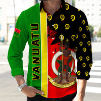 Vanuatu Flag Pattern Style Long Sleeve Button Shirt LT10 - Polynesian Pride