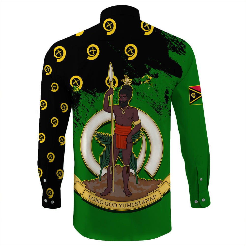 Vanuatu Flag Pattern Style Long Sleeve Button Shirt LT10 - Polynesian Pride