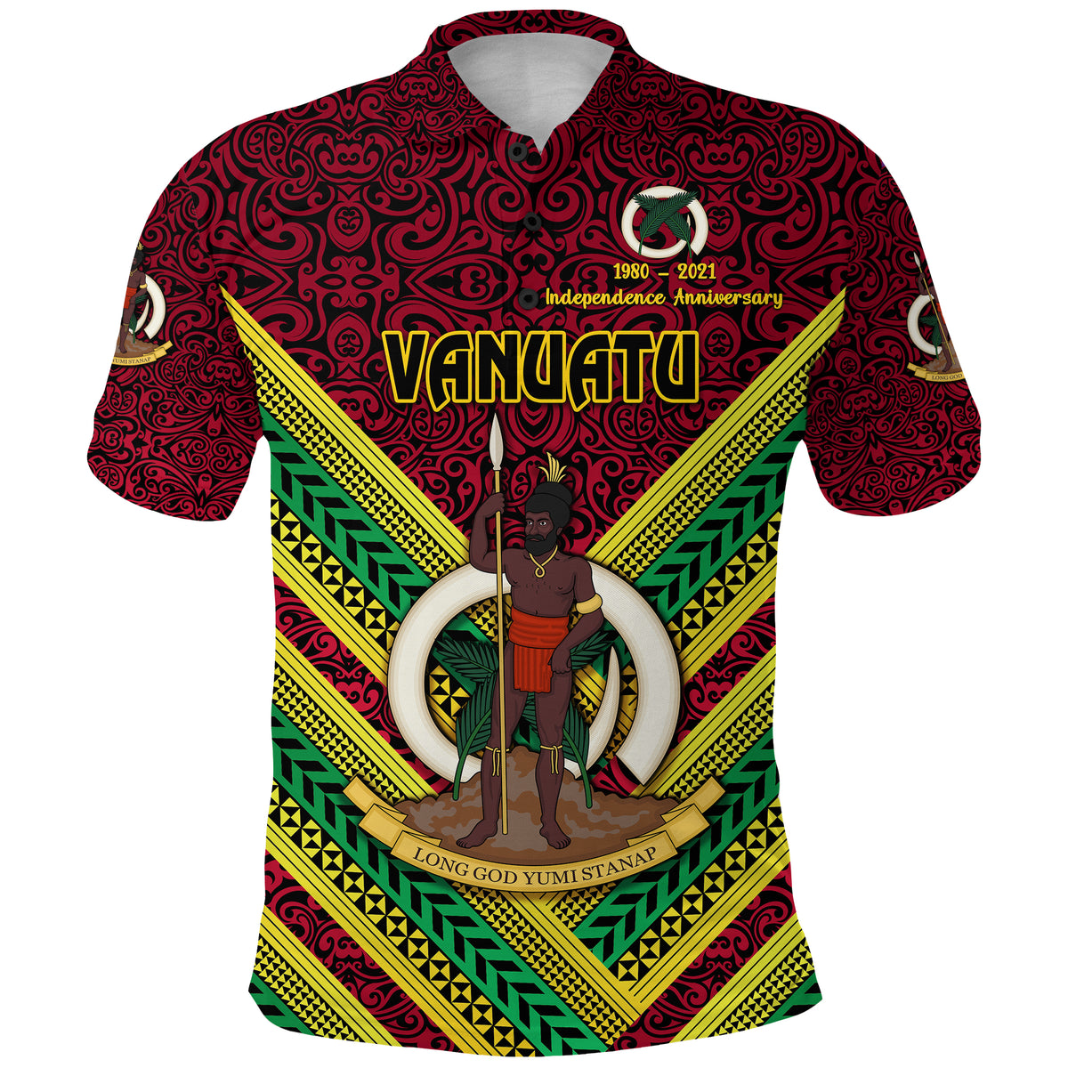 Vanuatu Special Independence Anniversary Polo Shirt Creative Style Red LT8 - Polynesian Pride