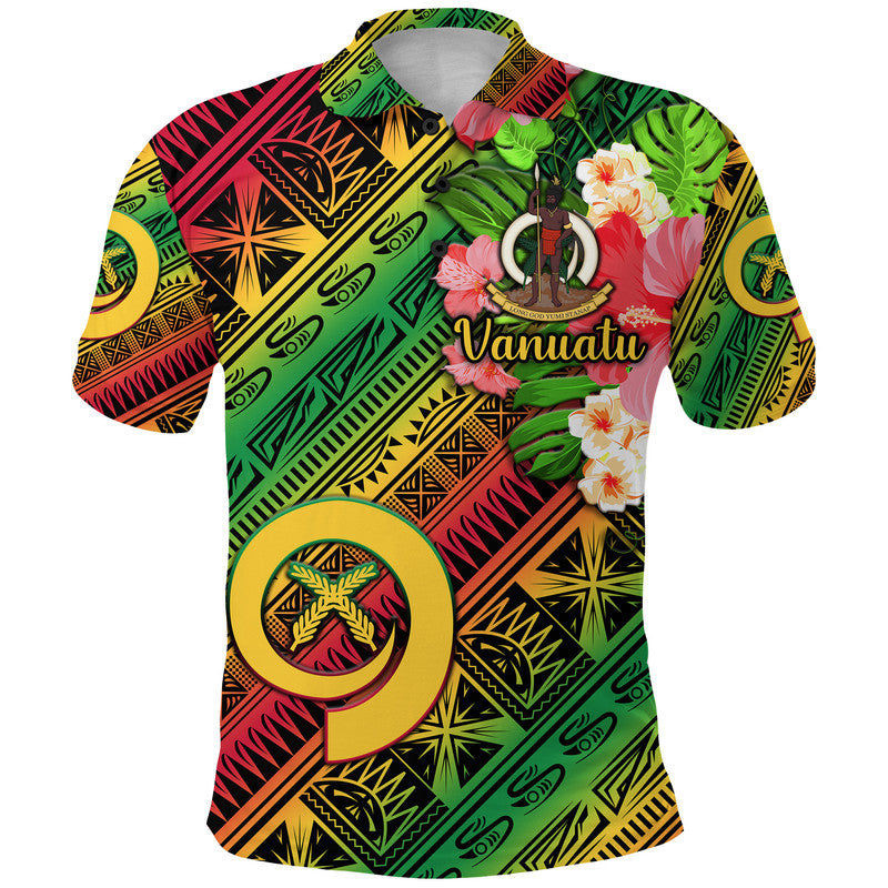 Vanuatu Polo Shirt Independence Be Proud Vanuatu Flag Gradient Vibes LT8 Green - Polynesian Pride