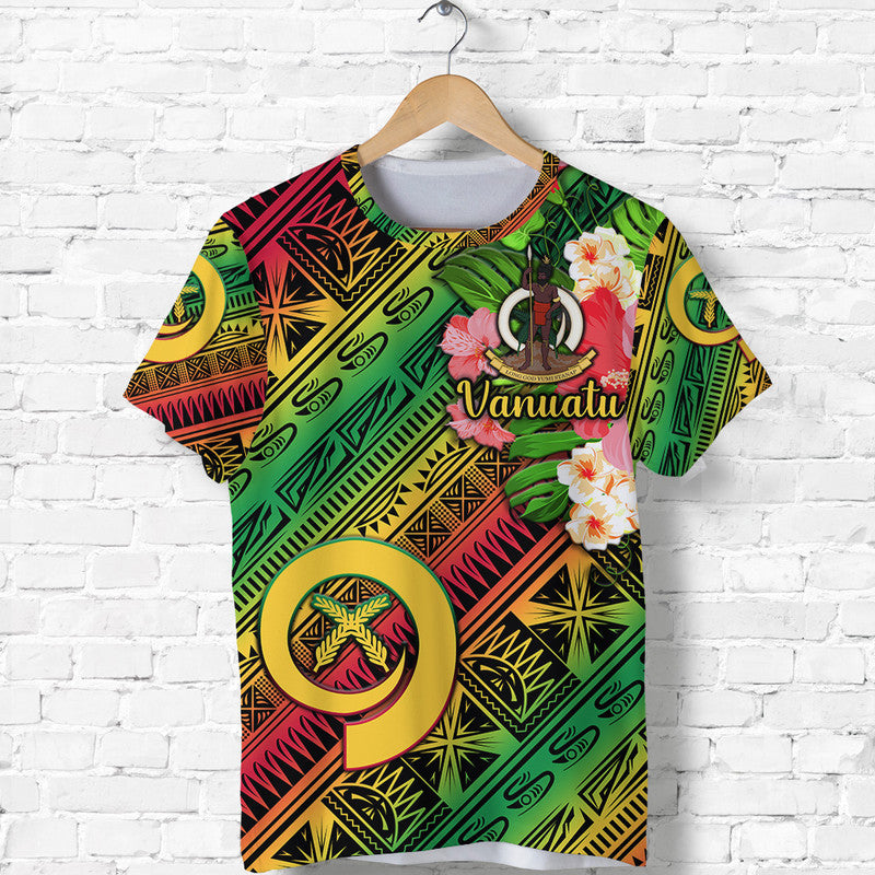 Custom Vanuatu T Shirt Independence Be Proud Vanuatu Flag Gradient Vibes LT8 Green - Polynesian Pride